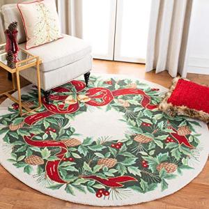 Vintage Hand-Hooked Round Area Rug, 5 Feet