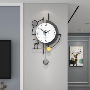 Large Modern Silent Wall Clock with Deer Design