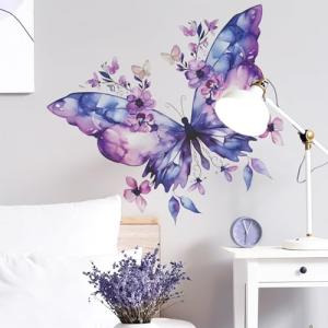 Purple Butterfly Peel and Stick Wall Art Decor
