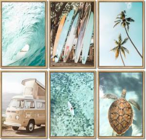Coastal Beach Wall Art Set of 6 Prints