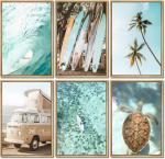 Coastal Beach Wall Art Set of 6 Prints