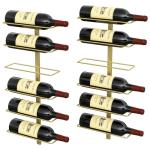 Wall-Mounted Gold Wine Rack Holds 12 Bottles