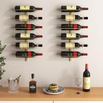 Wall-Mounted Gold Wine Rack Holds 12 Bottles