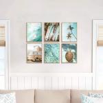 Coastal Beach Wall Art Set of 6 Prints