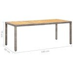 Grey Rectangular Acacia Wood Outdoor Dining Table