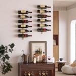 Wall-Mounted Gold Wine Rack Holds 12 Bottles