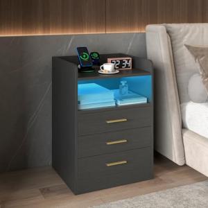 Nightstand with Charging Station and LED Colors