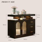Dystler Black Sideboard Buffet with Storage & Lights