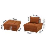 3-Seater Velvet Floor Sofa with Ottoman and Cushions