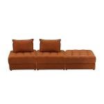 3-Seater Velvet Floor Sofa with Ottoman and Cushions