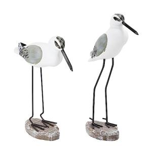 HOMSFOU Wooden Seagull Bird Figurine Set