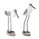 HOMSFOU Wooden Seagull Bird Figurine Set