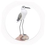 HOMSFOU Wooden Seagull Bird Figurine Set