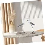 HOMSFOU Wooden Seagull Bird Figurine Set