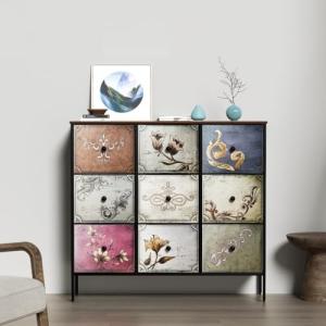 Vintage 9-Drawer Tallboy Storage Cabinet