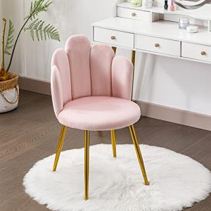 Midcentury Velvet Vanity Chair with Gold Legs