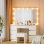 LED Mirror Dressing Table Set with Stool
