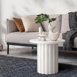 Oikiture White Round Coffee Table and Side Table