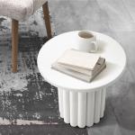 Oikiture White Round Coffee Table and Side Table