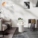 Oikiture White Round Coffee Table and Side Table