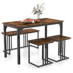 Giantex 4-Piece Wooden Dining Set with Bench