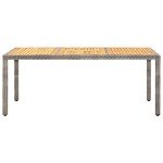 Grey Rectangular Acacia Wood Outdoor Dining Table