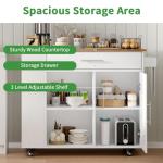 White Kitchen Island Cart with Storage and Wheels