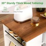 White Kitchen Island Cart with Storage and Wheels