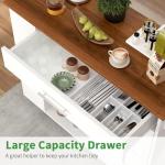 White Kitchen Island Cart with Storage and Wheels