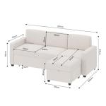 Beige L-Shaped Convertible Sofa with Storage Ottoman