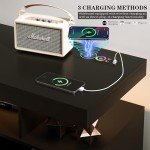 Dystler Black Sideboard Buffet with Storage & Lights