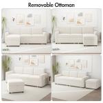 Beige L-Shaped Convertible Sofa with Storage Ottoman