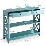 Giantex Turquoise 3-Tier Console Table with Drawer