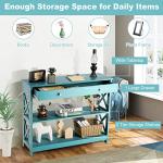 Giantex Turquoise 3-Tier Console Table with Drawer