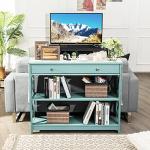 Giantex Turquoise 3-Tier Console Table with Drawer