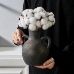 Rustic Ceramic Farmhouse Flower Vase with Handles