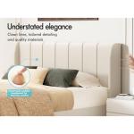 Beige Queen Bed Frame with Upholstered Headboard