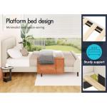 Beige Queen Bed Frame with Upholstered Headboard