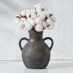 Rustic Ceramic Farmhouse Flower Vase with Handles