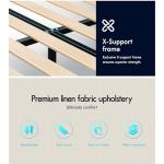 Beige Queen Bed Frame with Upholstered Headboard