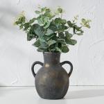 Rustic Ceramic Farmhouse Flower Vase with Handles