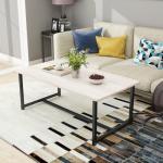 Industrial Rectangular Coffee Table with Metal Frame