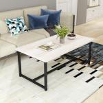 Industrial Rectangular Coffee Table with Metal Frame