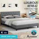 King Size Upholstered Bed Frame with Tufted Headboard