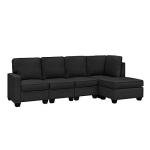 5-Seater Dark Grey Sofa Bed with Cushions