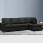 5-Seater Dark Grey Sofa Bed with Cushions