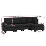 5-Seater Dark Grey Sofa Bed with Cushions