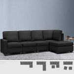 5-Seater Dark Grey Sofa Bed with Cushions