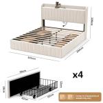 Double Size Bed Frame with Storage and USB Ports