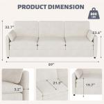Beige 3-Seater Sofa Bed with Easy Assembly